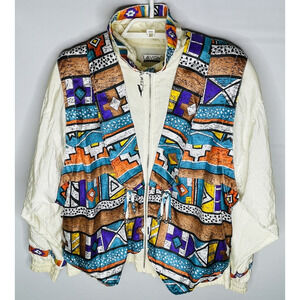 Vintage Lavon‎ Aztec Southwest Full Zip Windbreaker Jacket Women's SZ PM Nylon